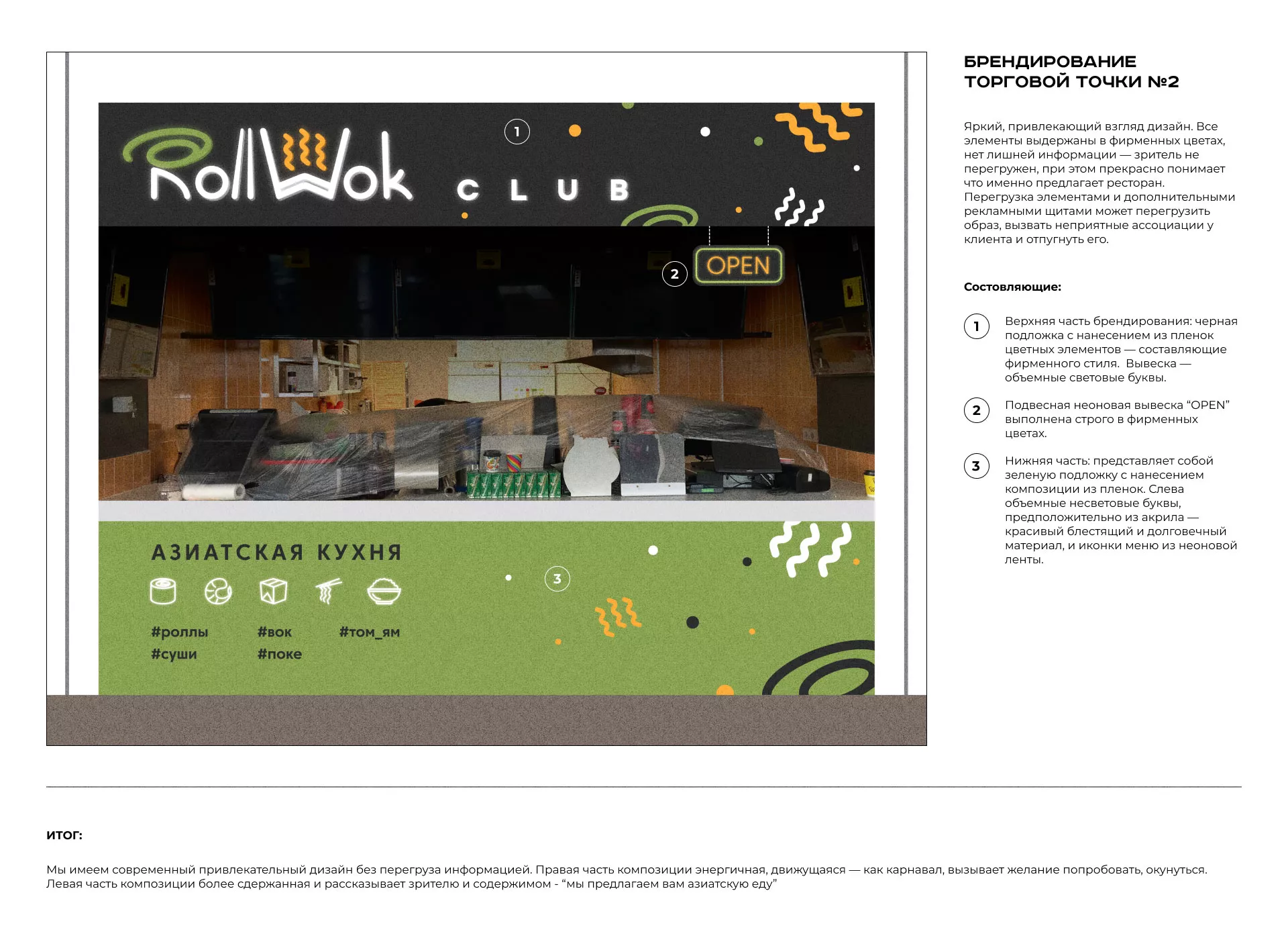 Брендирование торговых точек суши-бара «Roll Wok Club» в Кемерово